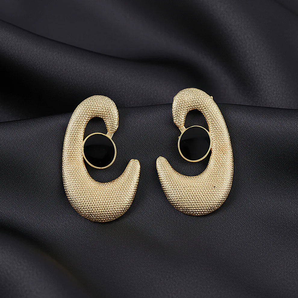 KAYA Obsidian Curve Statement Earrings