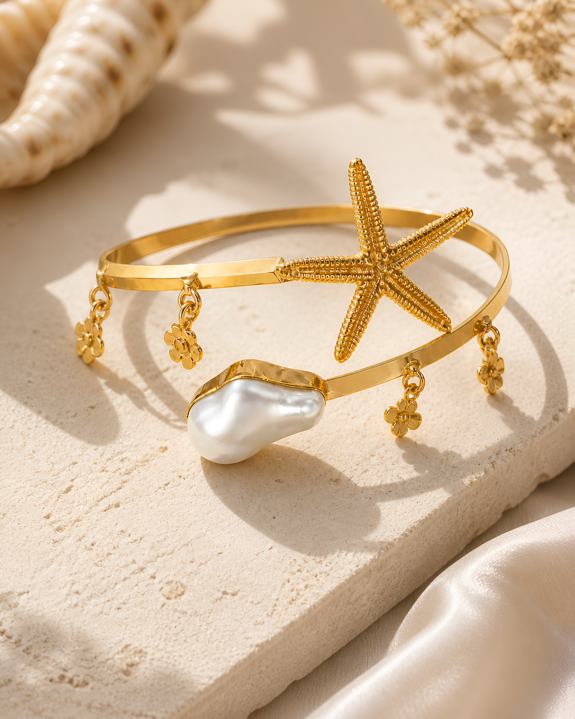 KAAYA Ocean Pearl Tiara, Facelet & Arm Cuff Set