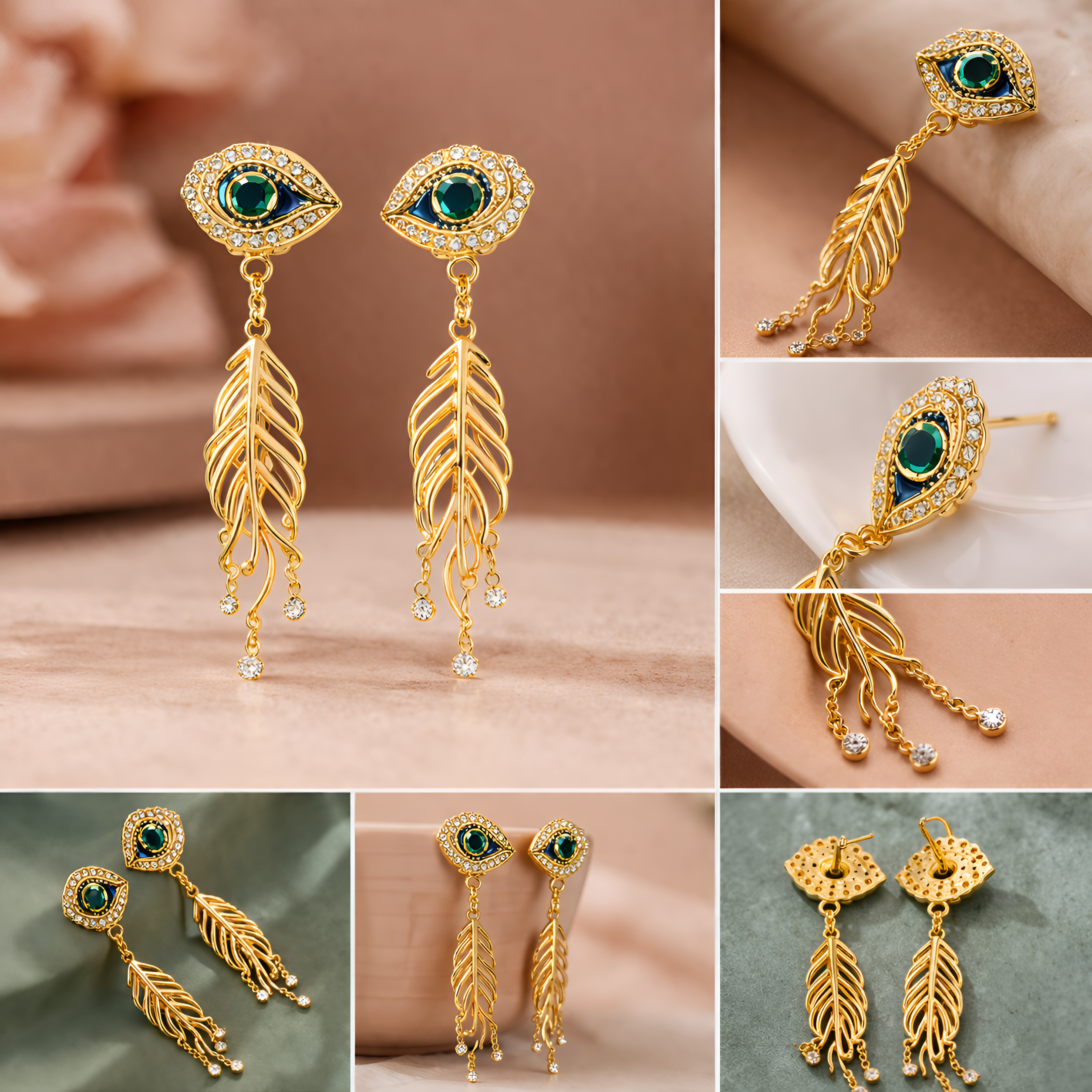 KAAYA Drishti Feather Drops Earrings
