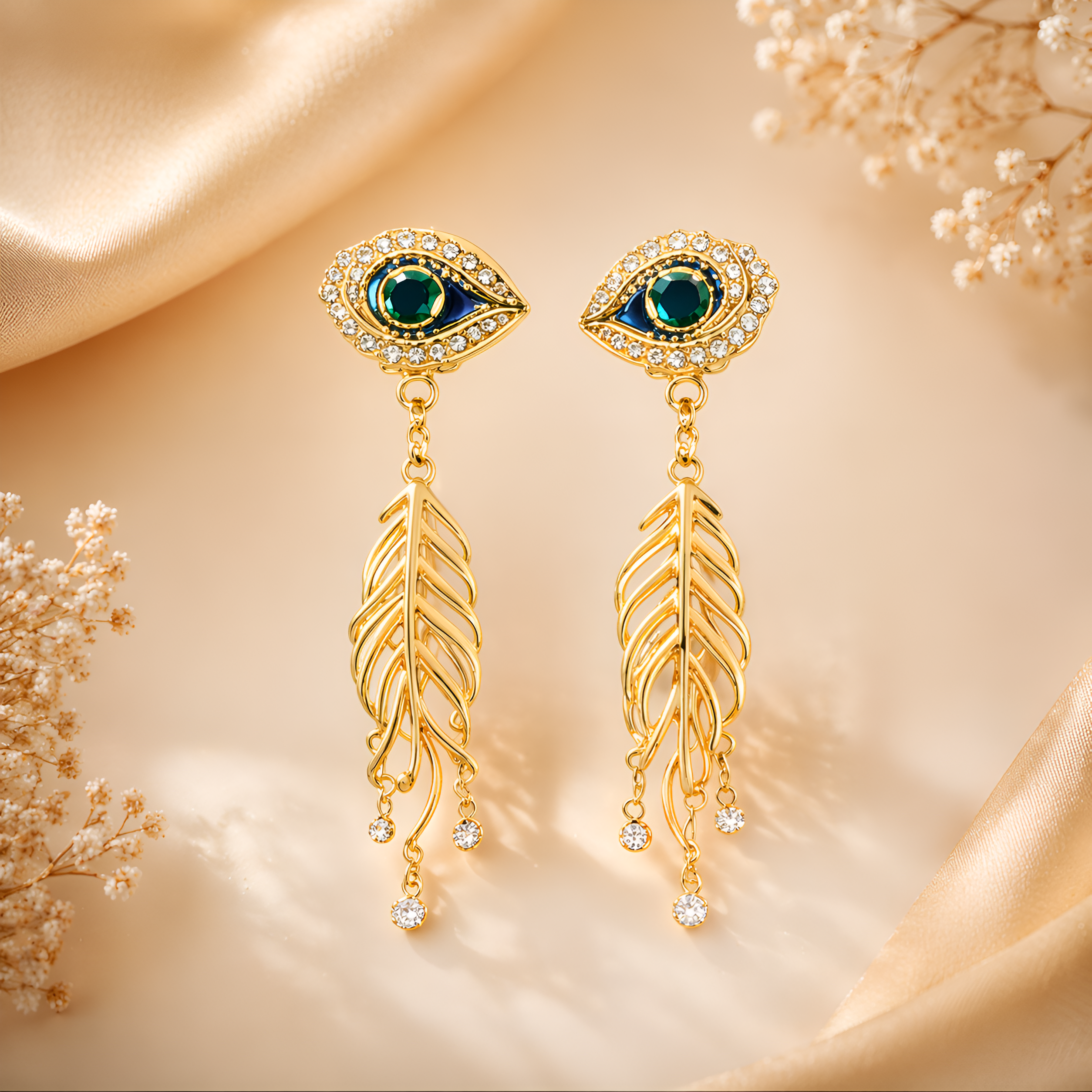 KAAYA Drishti Feather Drops Earrings