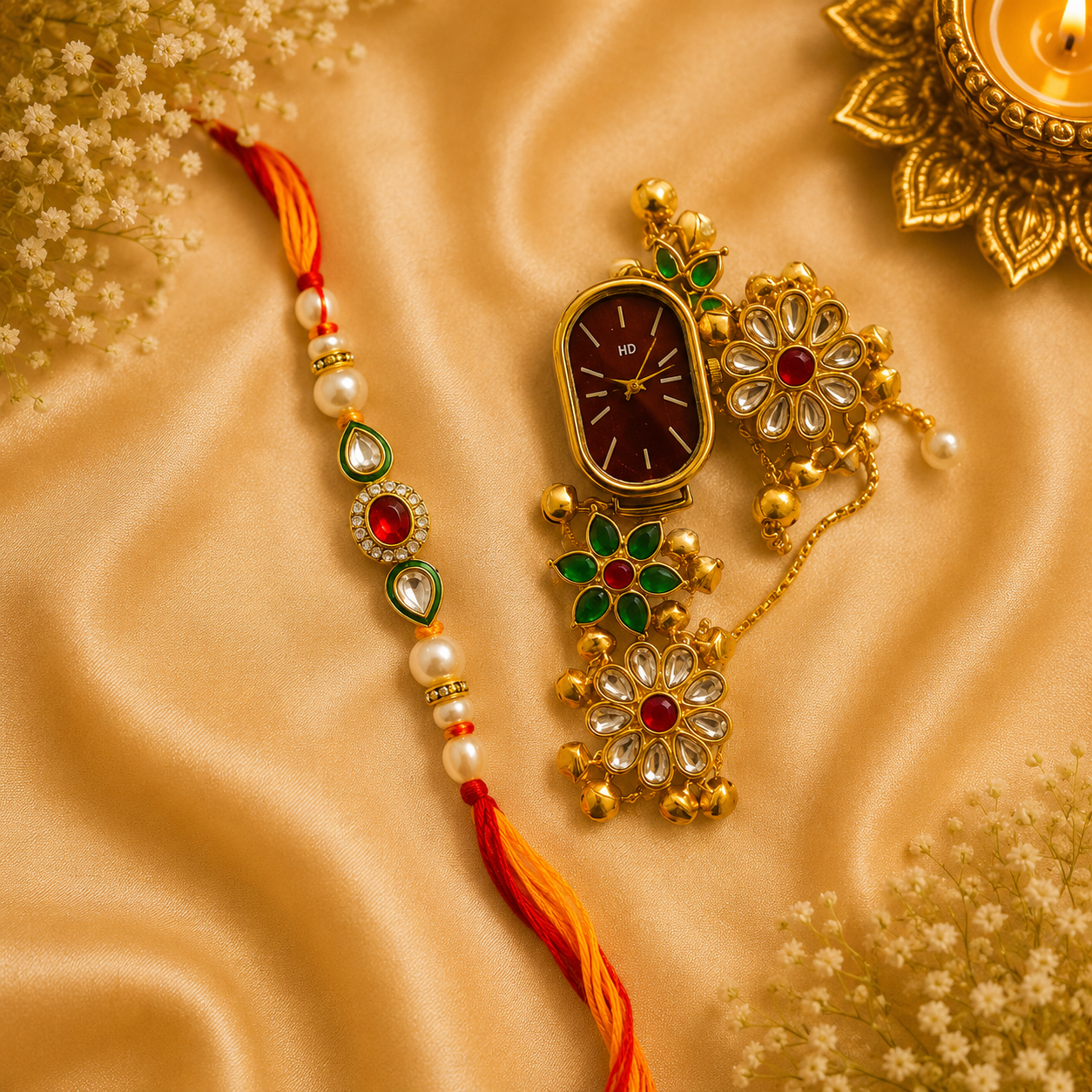Royal Mahogany Watch & Rakhi