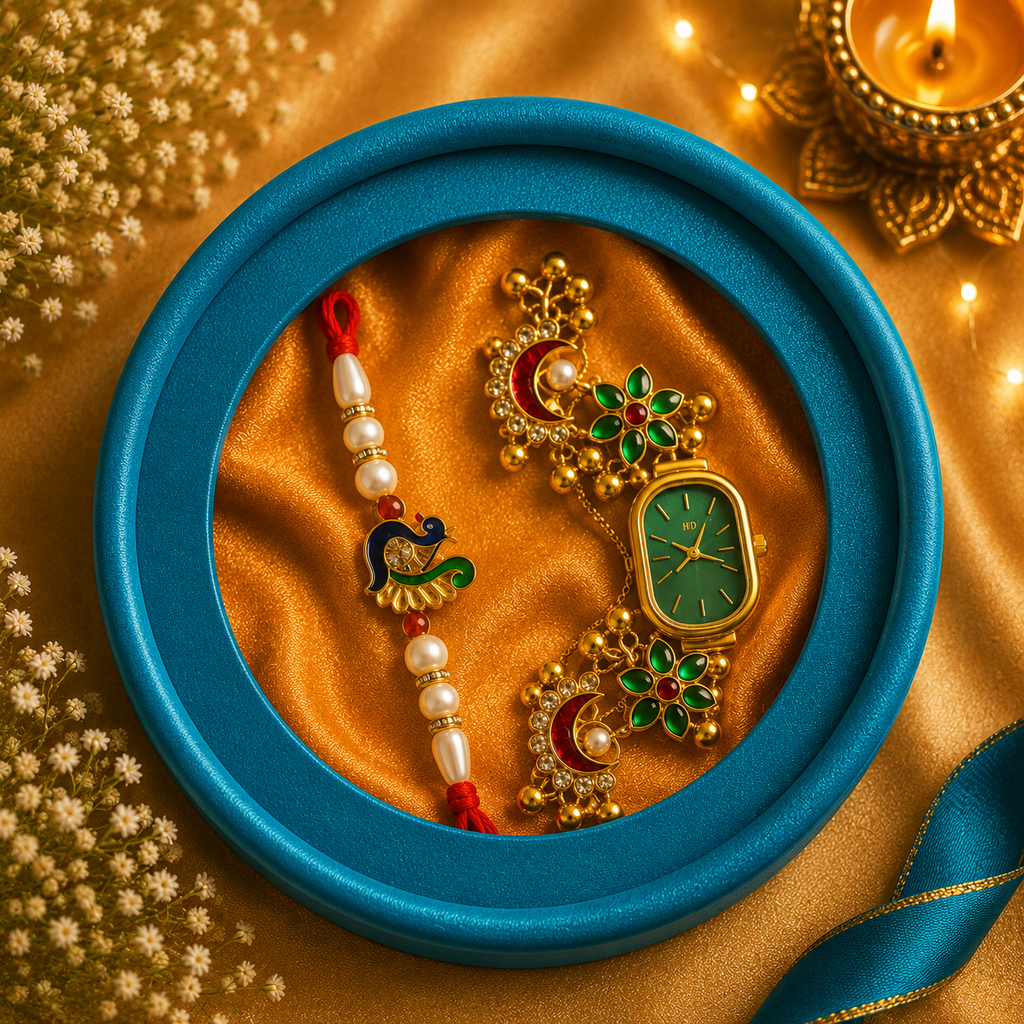 Royal Emerald Watch & Rakhi