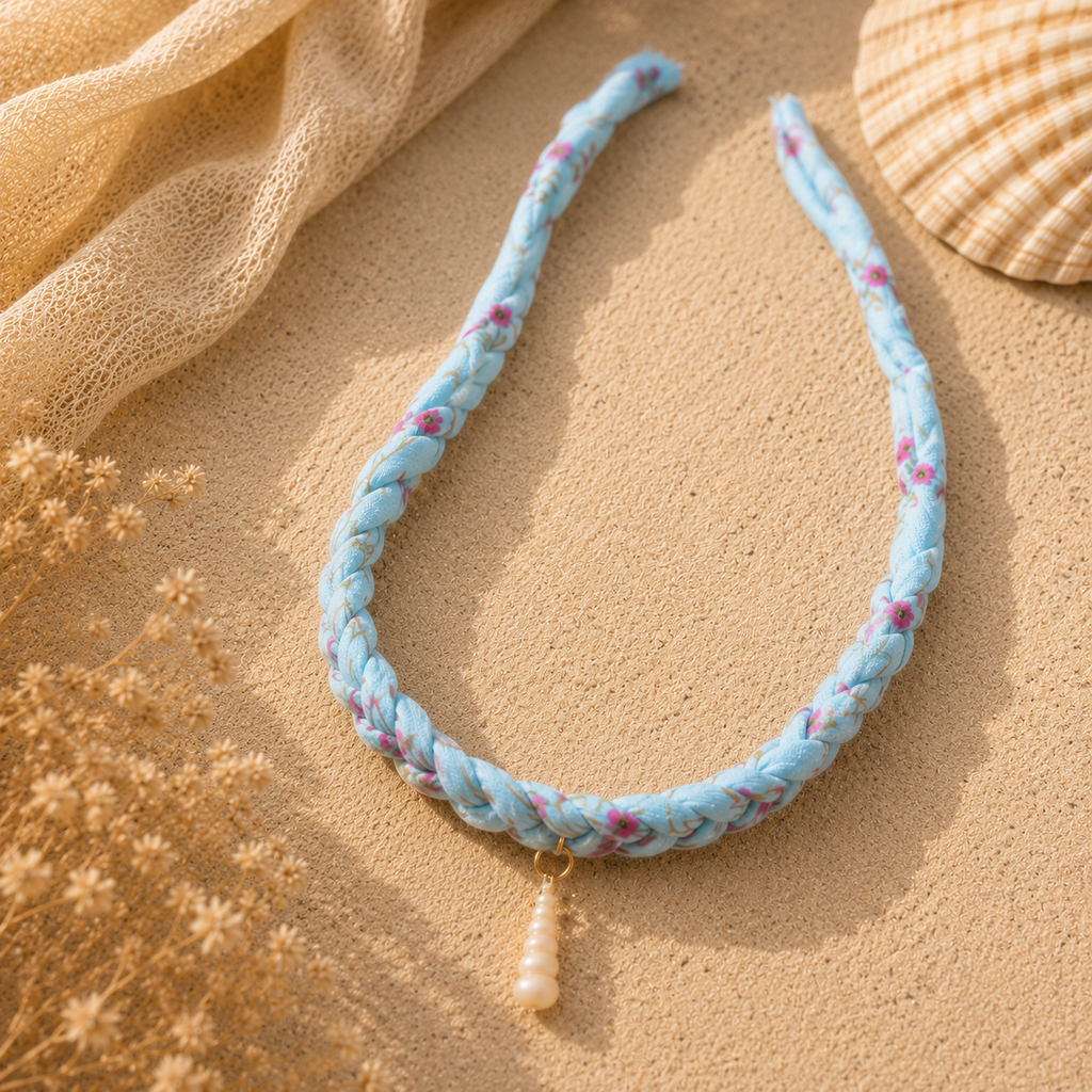 Pearl Meadow Charm Necklace & Scrunchie Set