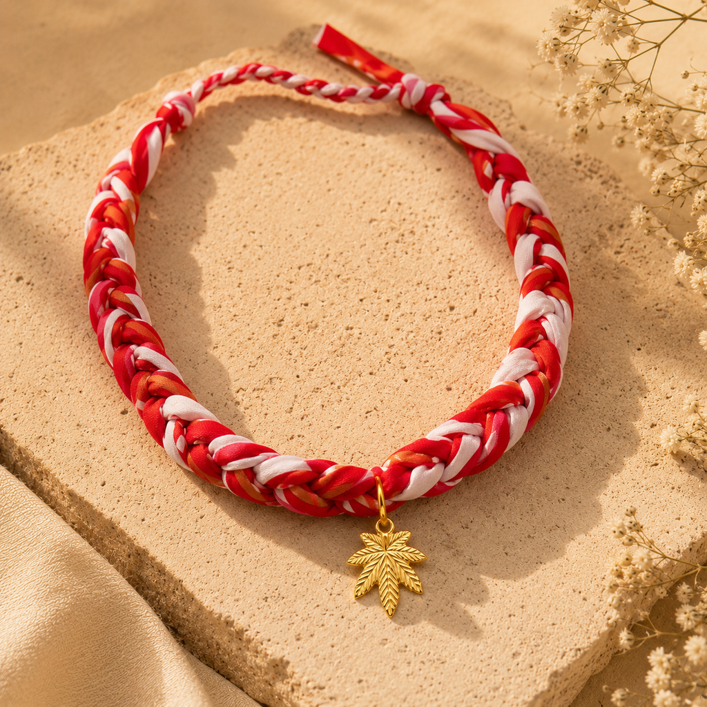 Maple Glow Charm Necklace & Scrunchie Set