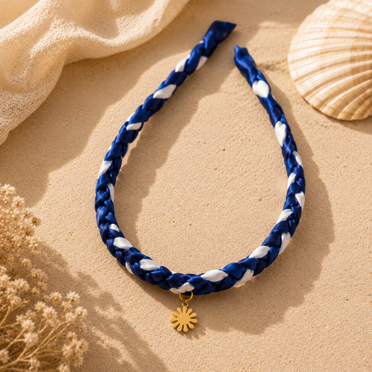 Azure Soleil Charm Necklace & Scrunchie Set