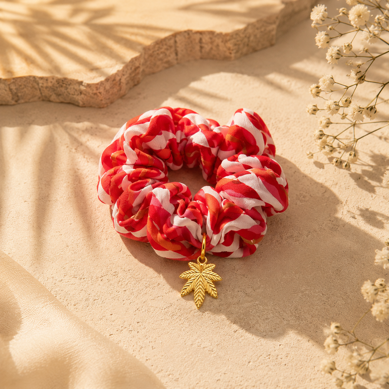 Maple Glow Charm Necklace & Scrunchie Set