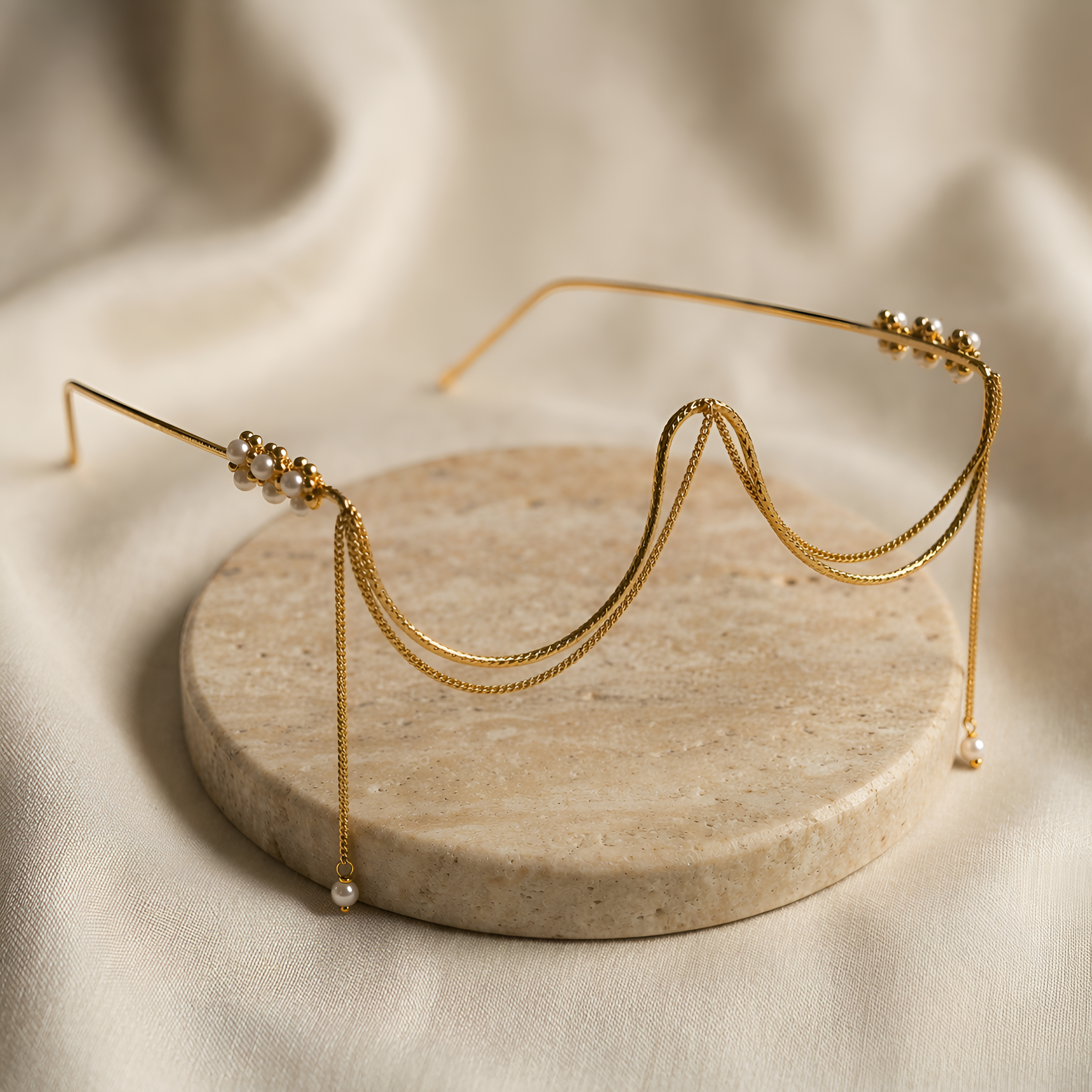 KAAYA Royal Pearl Tiara, Facelet & Arm Cuff Set